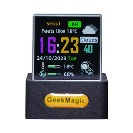 Holographic Crystal 3D Crystal Photo Desktop Decoration Smart Weather Station Digital Clock with GIF Animations and Electronic Image Album