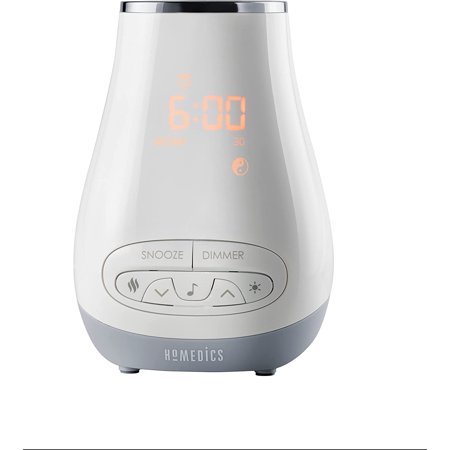 Homedics White Noise Sound Machine for Baby, Kids or Adults with Essential Oil Diffuser, 6 Soothing Sleep Sounds, Bluetooth Speaker, Night Light and Digital Alarm Clock