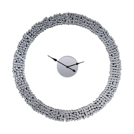 HomeStock Artisanal Artistry Wall Clock, Mirrored & Faux Gems