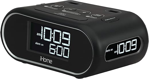 Homitem LCD Triple Display Alarm Clock With Dual USB Charging