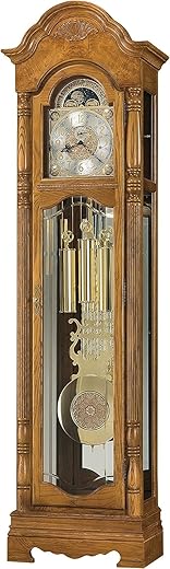 Howard Miller Appleby Floor Clock II 549-060 – Golden Oak Grandfather Vertical Home Decor with Illuminated Case & Cable-Driven, Single-Chime Movement