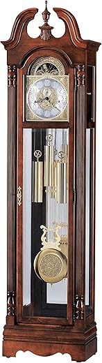 Howard Miller Benjamin Floor Clock 610-983 – Illuminated Windsor Cherry Vertical Grandfather Home Decor with Cable-Driven, Single-Chime Movement