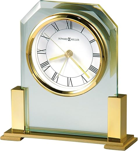 Howard Miller Cascade Table Clock II 549-647 – Brass Finished with Quartz Alarm Movement