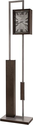 Howard Miller Coeur d'Alene Grandfather Clock 547-654 – Dark Coffee Oak Finish, Living Room Floor Clock, Charcoal Finished Pendulum, Floor Glides, LED Lighting