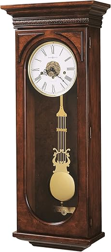 Howard Miller Earnest Wall Clock 620-433 – Hampton Cherry with Key-Wound, Single-Chime Movement