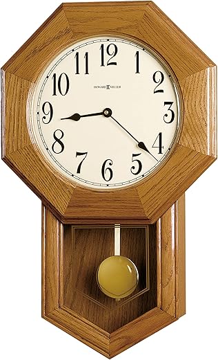 Howard Miller Elliot Wall Clock 625-242 Golden Oak with Quartz, Triple-Chime Movement