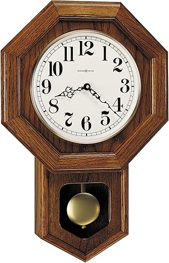 Howard Miller Katherine Wall Clock 620-112 – Oak Yorkshire, Brass Pendulum with Quartz Dual-Chime Movement