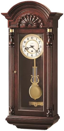 Howard Miller La Salle Wall Clock II 549-429 – Vintage Mahogany Finish, Vintage Home Decor, Brass-Finished Lyre Pendulum, Key-Wound, Triple-Chime Movement