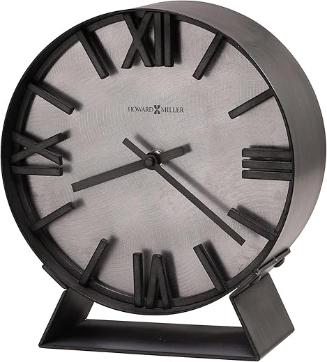 Howard Miller Mullan Mantel Clock II 549-749 – Aged Silver Finish, Deep Bent Iron Metal Frame, Machined Steel Background, Antique Home Decor, Quartz Movement