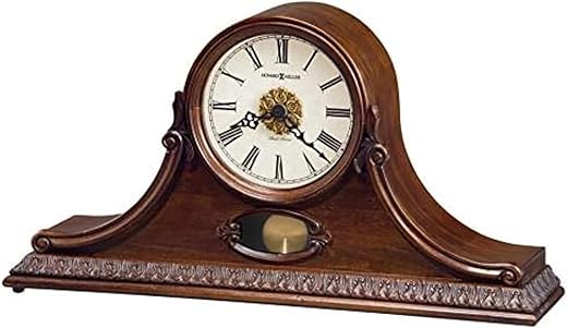 Howard Miller Waldron Mantel Clocks II, Westminster Dual-Chime Movement Silent Clocks, Antique Brushed Brass & Cohoctah Cherry Finishing, Perfect for Living Room, Kitchen, Hall & Office Decor