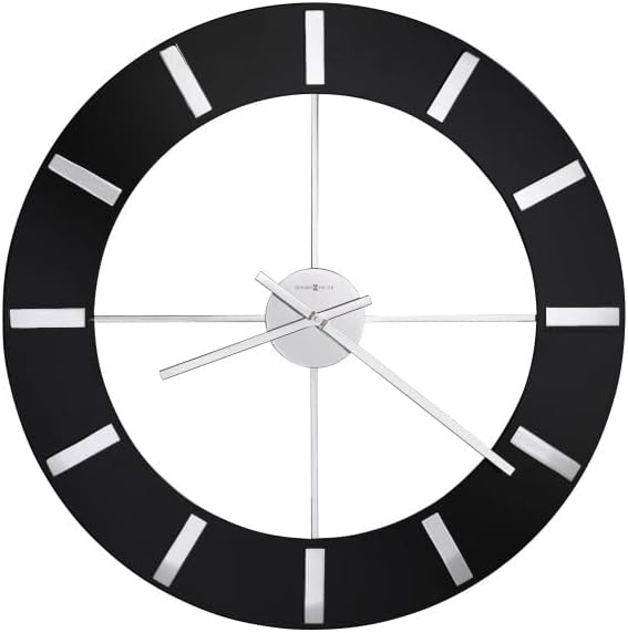 Howard Miller Yates Wall Clock II 549-477 – High-Gloss Black Finish with Quartz Movement