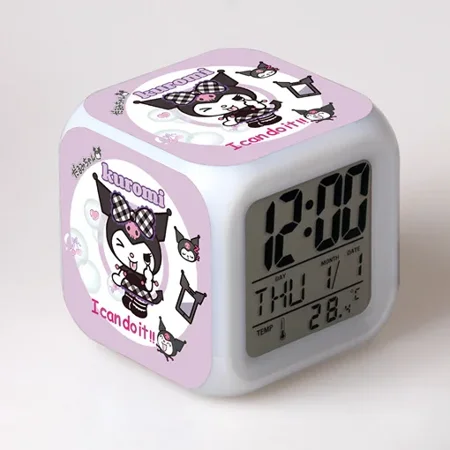 HuangShi MINISO Cartoon Sanrio Colorful Alarm Clock Cinnamoroll Hello Kitty Melody Kuromi Alarm Clock The Best Birthday Gift