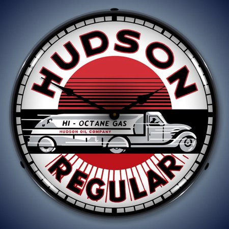 Hudson Gas Wall Clock, Lighted: Gas / Oil Theme