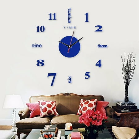 Hunei Home Essentials Frameless DIY Wall Mute Clock 3D Mirror Surface Sticker Home Office Decor Feature: Dining Room Light Fixture Room Decor (Clearance)