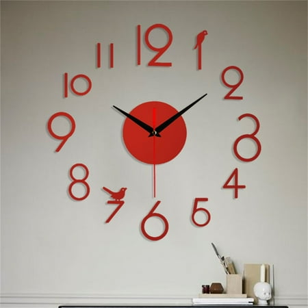 Hunei Home Essentials Frameless DIY Wall Mute Clock 3D Mirror Surface Sticker Home Office Decor Feature: Dining Room Light Fixture Room Decor (Clearance)