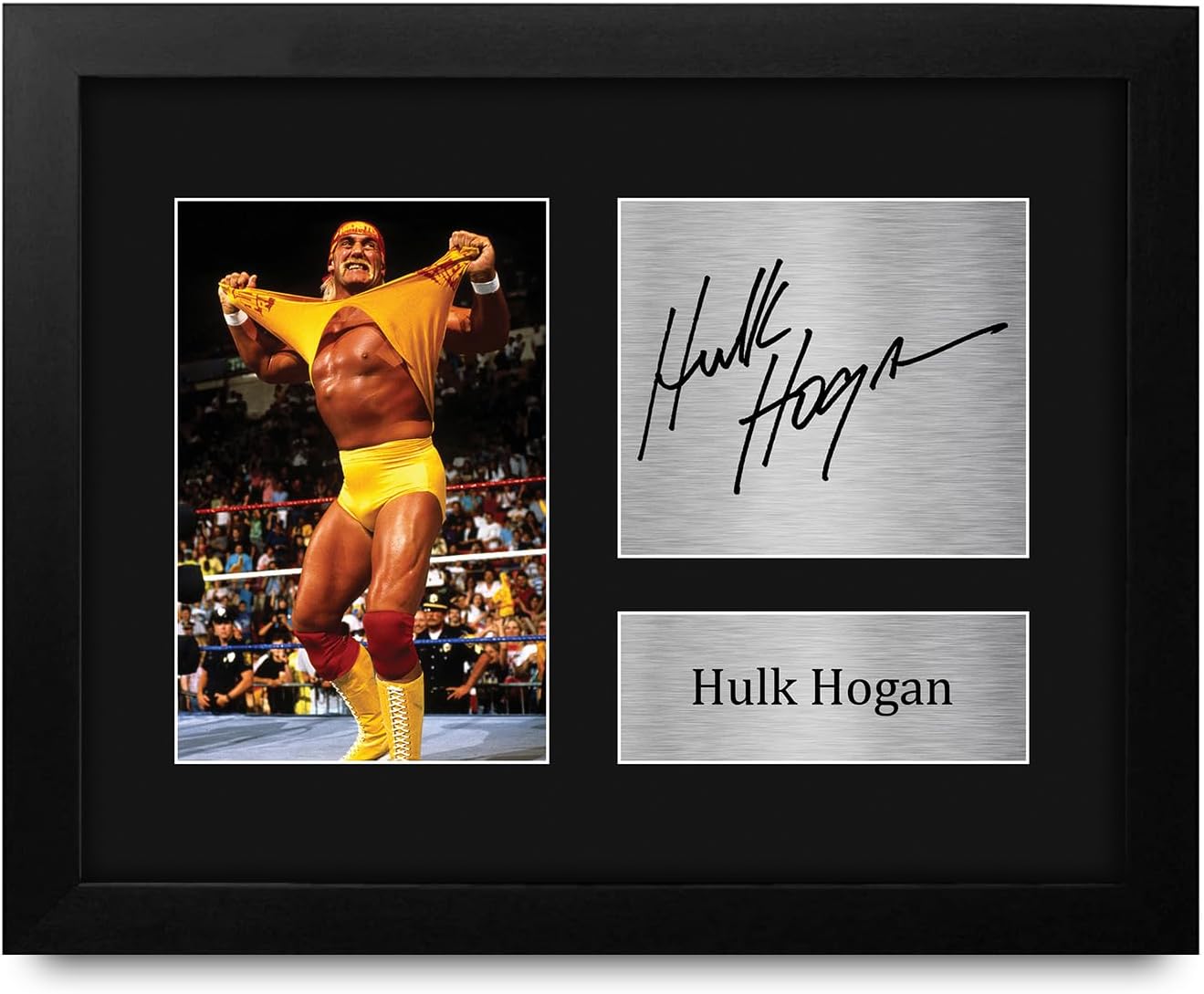 HWC Trading Hulk Hogan Framed Gift Signed Printed Autograph WWE WWF Wrestling Print Photo Picture Display - US Letter Size