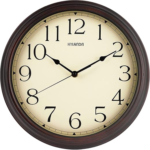 HYLANDA Wall Clock, 12 Inch Vintage Retro Silent Quality Wall Clocks Battery Operated Non-Ticking, Round Decorative Kitchen Home Office Bedroom Living Room(Bronze)