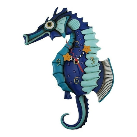 HYYYYH Salty Seahorse Blue Pendulum Wall Clock