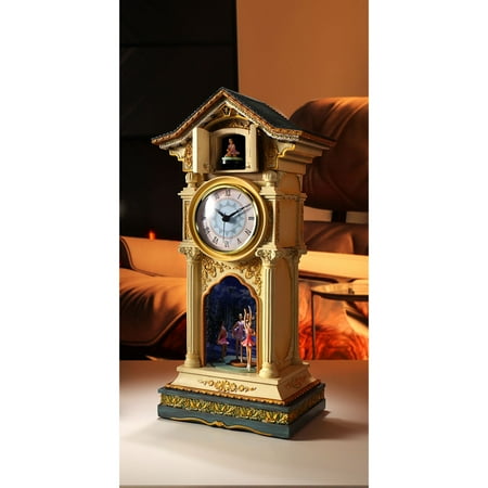 Icy Giftware Ballerina Musical Clock Christmas Tabletop Decoration - 15.5 - Gold and Green