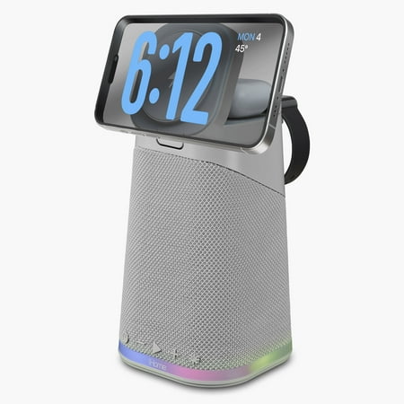 iHome Bluetooth Speaker with Wireless Charger, Charging Station with Color Changing Night Light