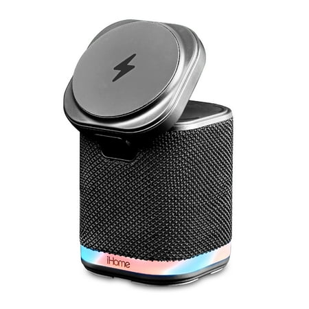 iHome Bluetooth Speaker with Wireless Charger, Wireless Charging Station with Color Changing Night Light