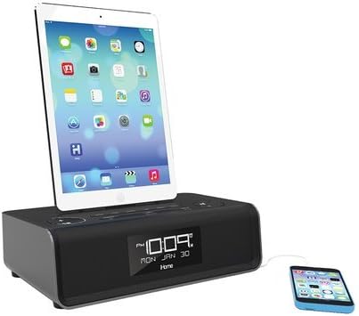 iHome Dual Charging Stereo FM Clock Radio with Lightning Connector and USB for iPhone 6, iPhone 6 Plus, iPad, iPhone or iPod(Black)