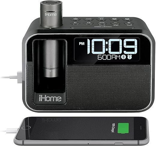 iHome Kineta Dual Charging Alarm Clock Radio with Portable Powerbank