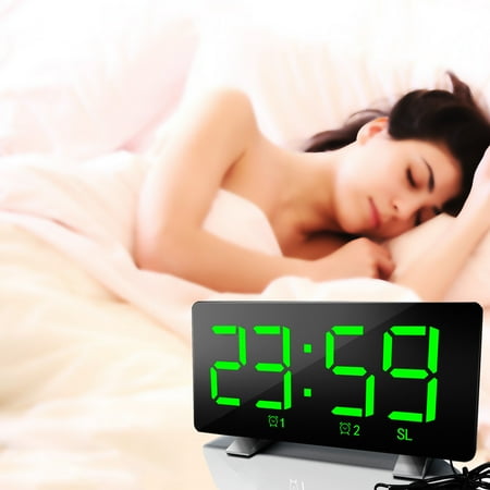 Ikohbadg LED Radio Digital Alarm Clock Creative Snooze Electronic Clock Dual Alarm Configuration FM Radio FM 7-inch Large Screen Display USB Charging Digital Clock