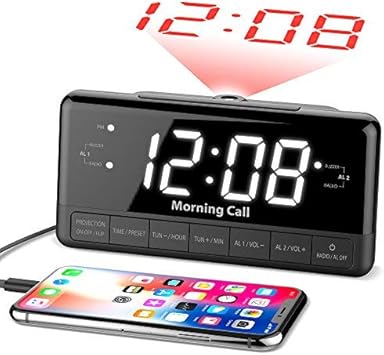 iLuv Morning Call 3, 1.2 Jumbo White LED Display Projection Dual Alarm Clock with 180 Degree Reverse Projection, FM Radio, 10 Preset Station, Sleep Timer, Snooze Button, Dimmer, and USB Charging Port