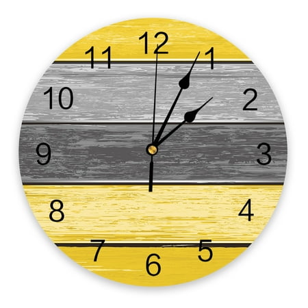 Imitation Wood Grain Yellow Gray Gradient Large Wall Clock Dinning Restaurant Cafe r Round Wall Clocks Home ration