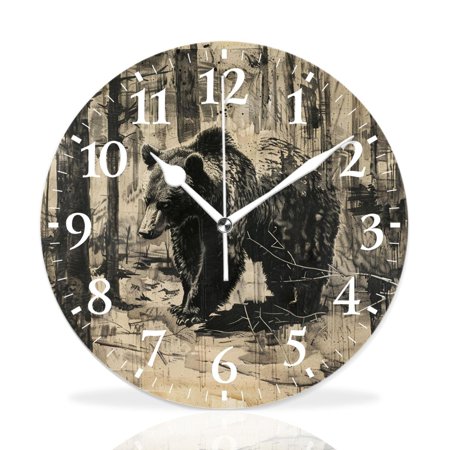 IMPCOKRU 12 inch Round White Wall Clock,Whitetail Deer Wildlife Creative,Silent Non-Ticking Wall Clock Decor for Home Office Kitchen Living Room Bedroom