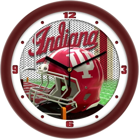 Indiana Hoosiers 11.5'' Suntime Premium Glass Face Football Helmet Wall Clock