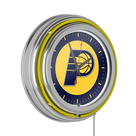 Indiana Pacers Logo Retro Neon Analog Wall Clock with Pull Chain