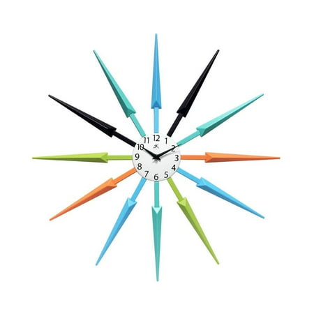 Infinity Instruments 15555MC Mid Century Modern 24 Inch Wall Clock, Multicolor