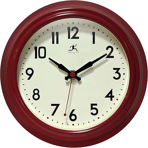 Infinity Instruments 8 Retro Diner Red Silent Wall Clock