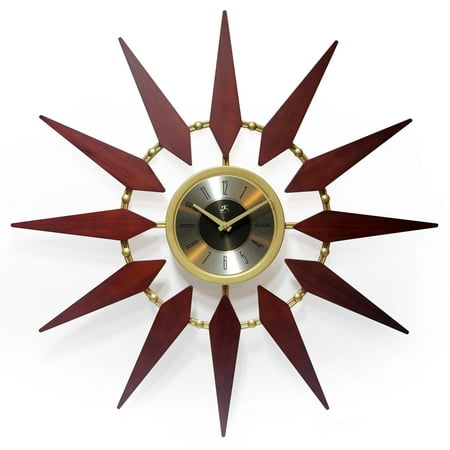 Infinity Instruments Analog Round Natural Mid-Century Wall Clock