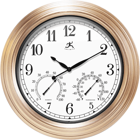 Infinity Instruments Churchill Round Indoor/Outdoor 18.5 Inch Wall Clock, Copper