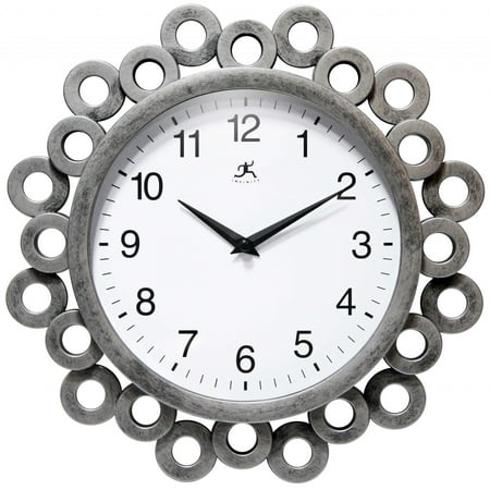 Infinity Instruments Ellipse Brushed Silver Transitional Analog Display Wall Clock