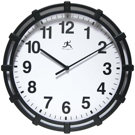 Infinity Instruments Skipper Plastic 16 Indoor Wall Clock with Quartz Movement for Accurate Timekeeping, Black