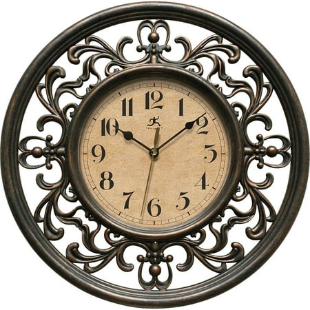 Infinity Instruments Sofia Brown Traidtional Analog Display Silent 12-inch Wall Clock