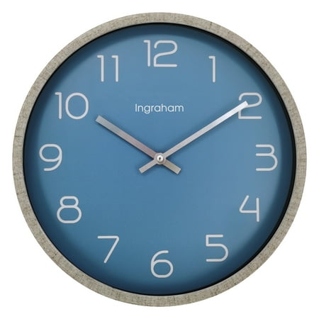 Ingraham Analog Quartz Accuracy 12 Tweed Frame Wall Clock with Blue Face- Model# 60007