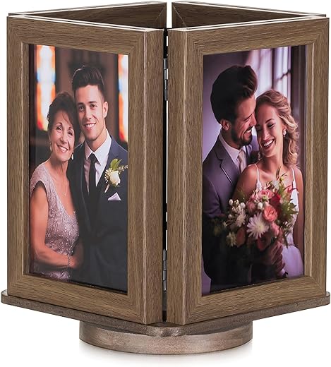 Inweder Picture Frames for 4x6 Photos: Wood Rotating Picture Frame - Frames for Wedding to Newly Couples 2024, Brown