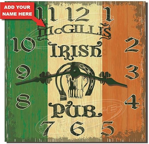 Irish Pub Hardboard Kitchen Clock - Personalized