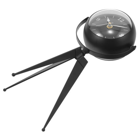 Iron Art Clock Tripod Mute Clock Household Clock Crafts Decor Handicraft Articles Without Battery (Black Size L)