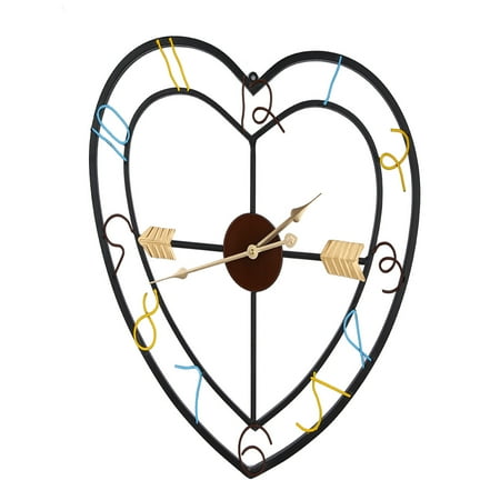 Iron Heart-shaped Wall-mounted Clock Hanging Wall Clock Living Room Bar