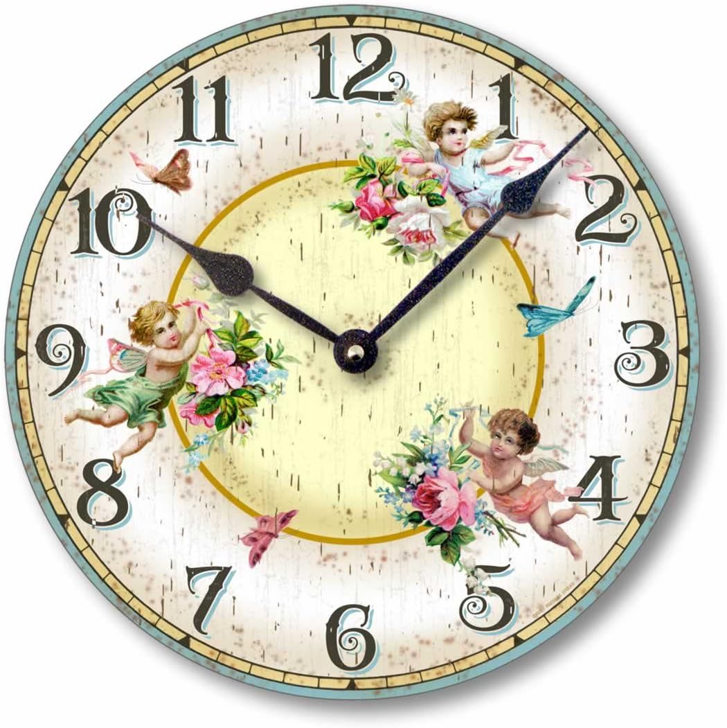 Item C2034 Vintage Style 10.5 Inch Victorian Fairies & Butterflies Wall Clock