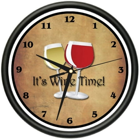 IT'S WINE TIME Wall Clock restaurant wine drinker lover chardonnay merlot gift