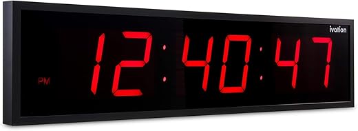 Ivation Huge Large Big Oversized Digital LED Clock - Shelf or Wall Mount (24 Inch - Red) | 6-Level Brightness, Mounting Holes & Hardware