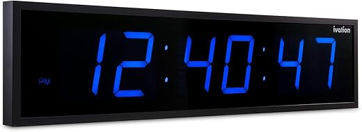 Ivation Huge Large Big Oversized Digital LED Clock - Shelf or Wall Mount (24 Inch - Blue) | 6-Level Brightness, Mounting Holes & Hardware