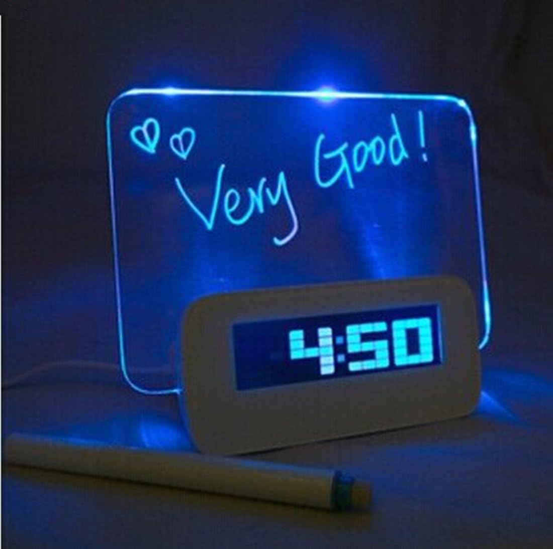 Jackie New Portable Digital Calendar Fluoresce Message Board Blue LED Light Alarm Clock